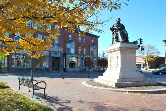 Photo of Portland Discovery - Land and Sea Tours - Portland, ME, United States. Longfellow Statue in Longfellow Square